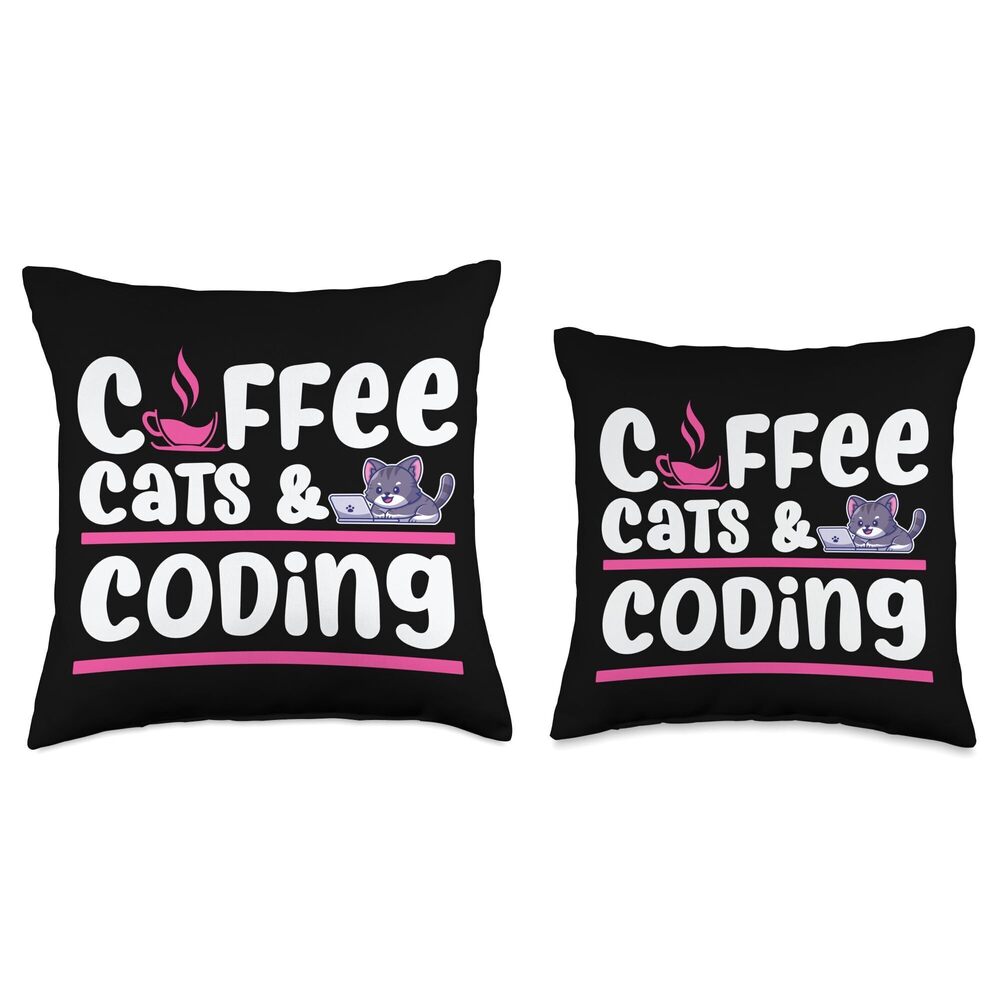 4689 Funny Programmer Coder Programming - Coffee Cats And Coding Throw - Picture 3 of 4